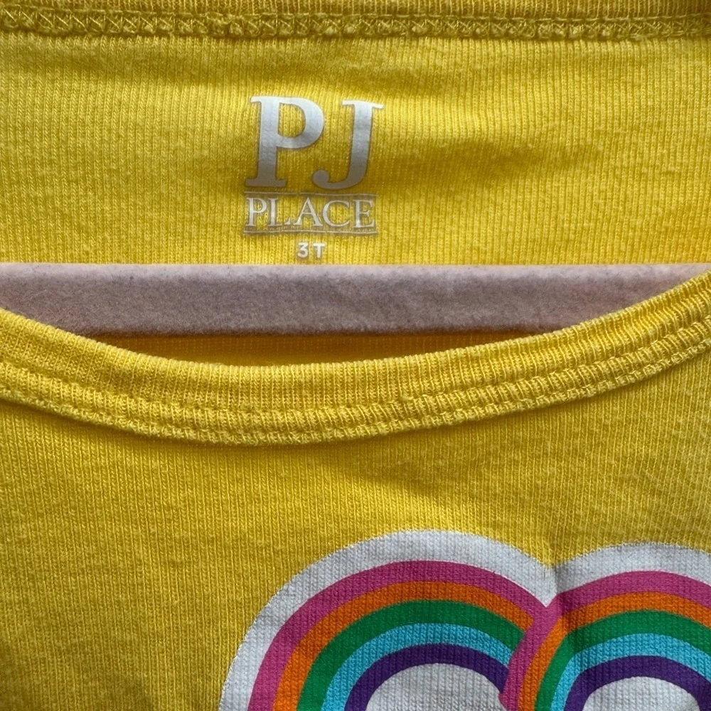 The Children’s Place 3T Girls Yellow Short Sleeve Pajama Top Love My Family